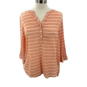 ST. JOHNS BAY Orange Striped Shirt PXL